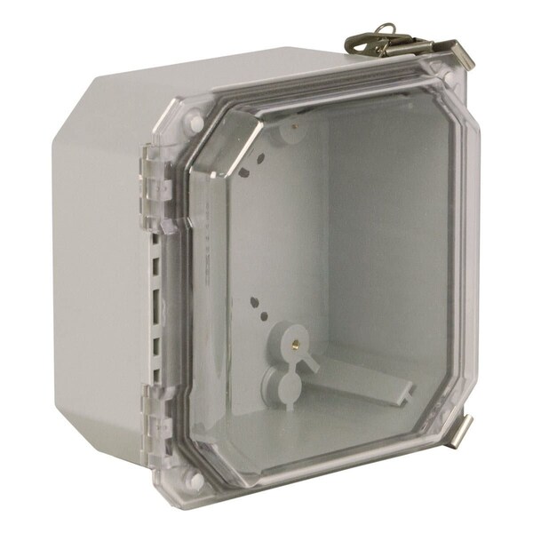 Twist Lock Latch Electrical Enclosures, 12 in H, 6 in D, 10 in W, NEMA 4X, Fiberglass